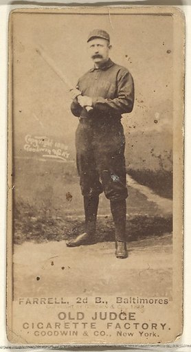 Farrell, 2nd Base, Baltimore Orioles, from the Old Judge series (N172) for Old Judge Cigarettes
