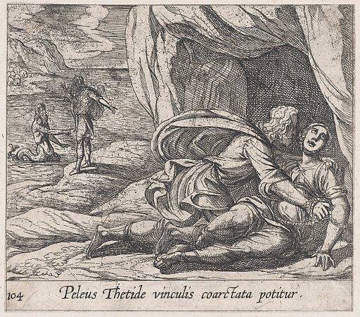 Plate 104: Peleus Embracing Thetis (Peleus Thetide vinculis coarctata potitur), from Ovid's 'Metamorphoses'