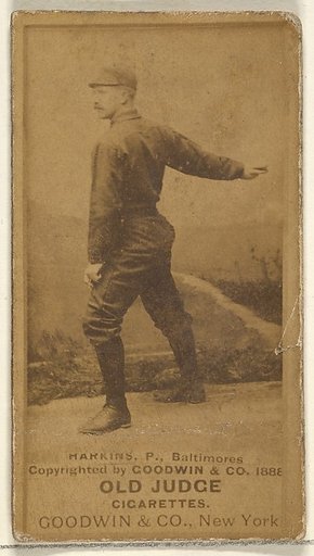 Harkins, Pitcher, Baltimore Orioles, from the Old Judge series (N172) for Old Judge Cigarettes