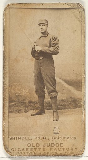 Shindle, 3rd Base, Baltimore Orioles, from the Old Judge series (N172) for Old Judge Cigarettes