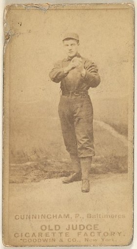 Cunningham, Pitcher, Baltimore Orioles, from the Old Judge series (N172) for Old Judge Cigarettes