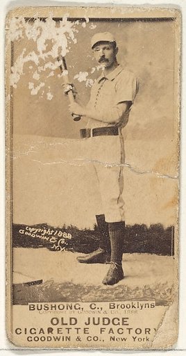 Bushong, Catcher, Brooklyn, from the Old Judge series (N172) for Old Judge Cigarettes