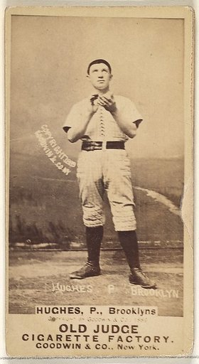Hughes, Pitcher, Brooklyn Bridegrooms, from the Old Judge series (N172) for Old Judge Cigarettes