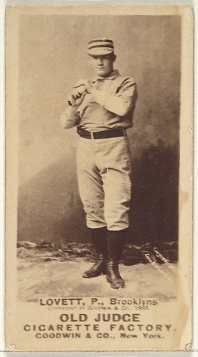 Lovett, Pitcher, Brooklyn Bridegrooms, from the Old Judge series (N172) for Old Judge Cigarettes