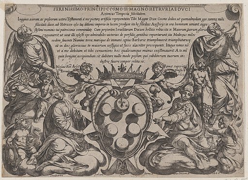 Frontispiece to "The Battles of the Old Testament" with the arms of the Medici Crowned by Two Putti