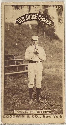 Toole, Pitcher, Brooklyn, from the Old Judge series (N172) for Old Judge Cigarettes