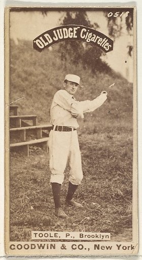Toole, Pitcher, Brooklyn, from the Old Judge series (N172) for Old Judge Cigarettes