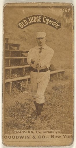 Harkins, Pitcher, Brooklyn, from the Old Judge series (N172) for Old Judge Cigarettes