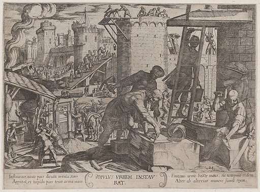 Plate 24: The Israelites Rebuilding the Walls of Jerusalem, from "The Battles of the Old Testament"