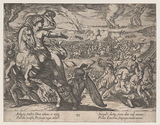 Plate 6: Darius Fleeing from the Battlefield, from "The Deeds of Alexander the Great"