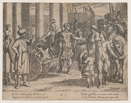 Plate 2: Alexander Cutting the Gordian Knot, from "The Deeds of Alexander the Great"