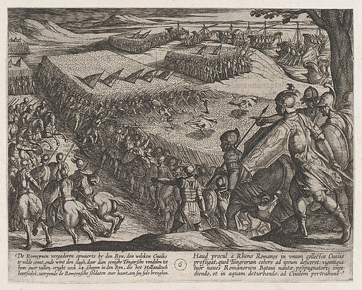 Plate 6: Romans Defeated Near the Rhine, from "The War of the Romans Against the Batavians" (Romanorvm et Batavorvm societas)
