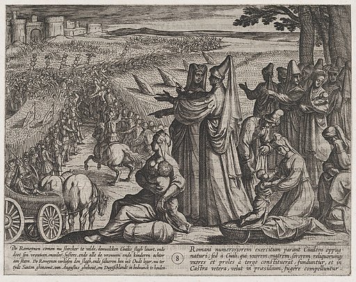 Plate 8: Women and Children Obvserve Civilis Battling the Romans, from "The War of the Romans Against the Batavians" (Romanorvm et Batavorvm societas)
