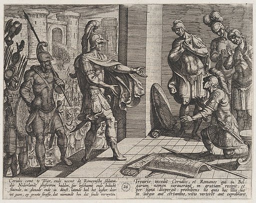 Plate 26: Cerialis Pardons and Relieves Roman Soldiers who had Helped Civilis, from "The War of the Romans Against the Batavians" (Romanorvm et Batavorvm societas)