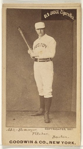 Stemmyer, Pitcher, Boston, from the Old Judge series (N172) for Old Judge Cigarettes