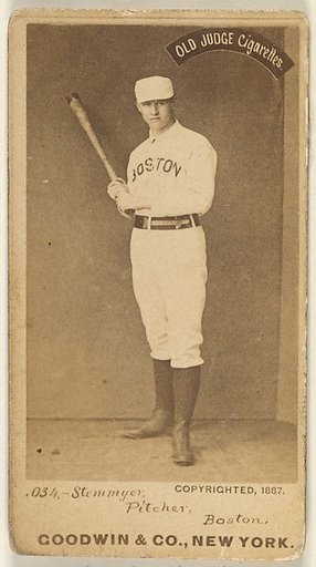 Stemmyer, Pitcher, Boston, from the Old Judge series (N172) for Old Judge Cigarettes
