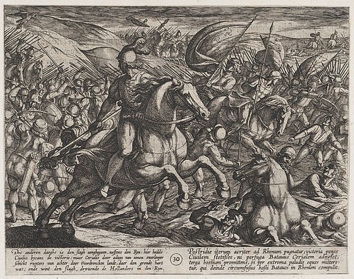 Plate 30: Cerialis Driving the Dutch into the Rhine, from "The War of the Romans Against the Batavians" (Romanorvm et Batavorvm societas)