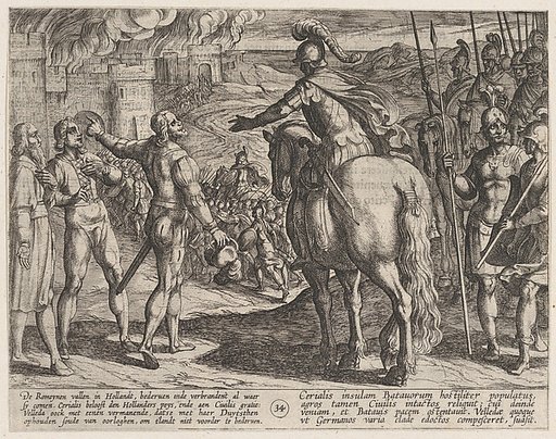 Plate 34: The Romans Burning the Dutch Countryside, from "The War of the Romans Against the Batavians" (Romanorvm et Batavorvm societas)