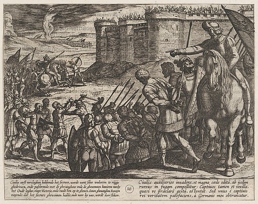 Plate 16: Roman Captives Before the Old Fortress, from "The War of the Romans Against the Batavians" (Romanorvm et Batavorvm societas)