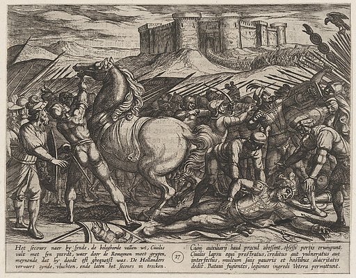 Plate 17: The Romans Misled by Civilis' Horse to Believe that He was Dead or Injured, from "The War of the Romans Against the Batavians" (Romanorvm et Batavorvm societas)