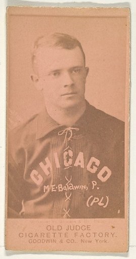 M.E. Baldwin, Pitcher, Chicago, from the Old Judge series (N172) for Old Judge Cigarettes