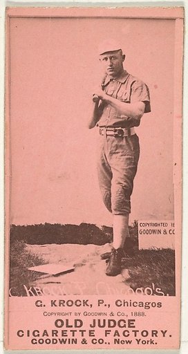August H. "Gus" Krock, Pitcher, Chicago, from the Old Judge series (N172) for Old Judge Cigarettes