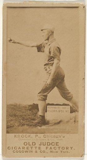 August H. "Gus" Krock, Pitcher, Chicago, from the Old Judge series (N172) for Old Judge Cigarettes
