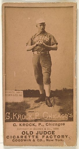 August H. "Gus" Krock, Pitcher, Chicago, from the Old Judge series (N172) for Old Judge Cigarettes