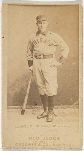 Long, Catcher, Chicago, from the Old Judge series (N172) for Old Judge Cigarettes