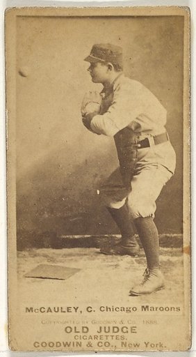 McCauley, Catcher, Chicago, from the Old Judge series (N172) for Old Judge Cigarettes
