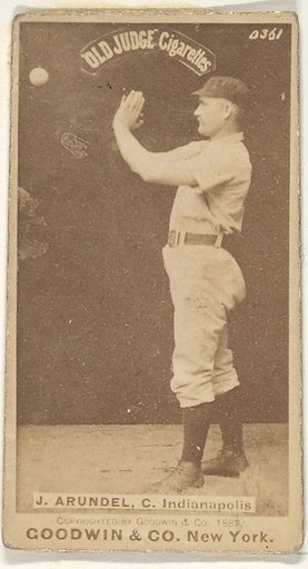 J. Arundel, Catcher, Indianapolis, from the Old Judge series (N172) for Old Judge Cigarettes