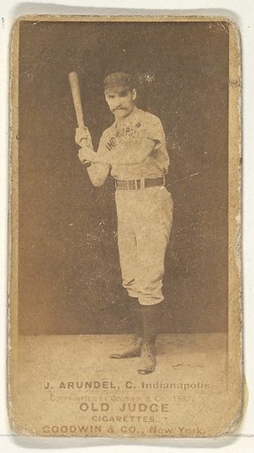 J. Arundel, Catcher, Indianapolis, from the Old Judge series (N172) for Old Judge Cigarettes