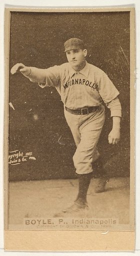Boyle, Pitcher, Indianapolis, from the Old Judge series (N172) for Old Judge Cigarettes