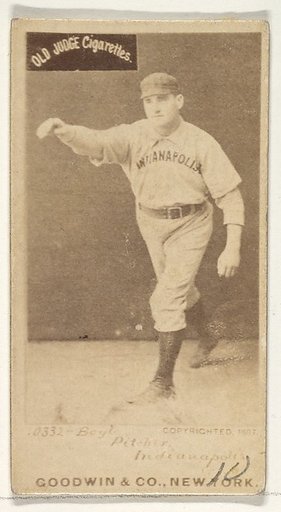 Boyle, Pitcher, Indianapolis, from the Old Judge series (N172) for Old Judge Cigarettes