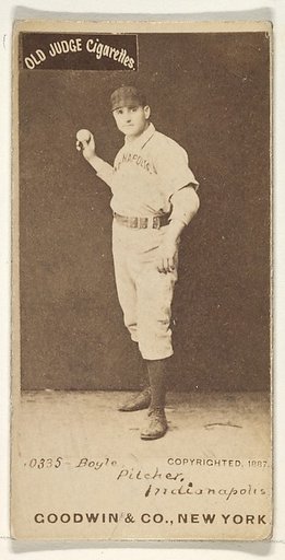 Boyle, Pitcher, Indianapolis, from the Old Judge series (N172) for Old Judge Cigarettes