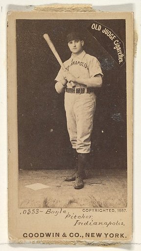 Boyle, Pitcher, Indianapolis, from the Old Judge series (N172) for Old Judge Cigarettes