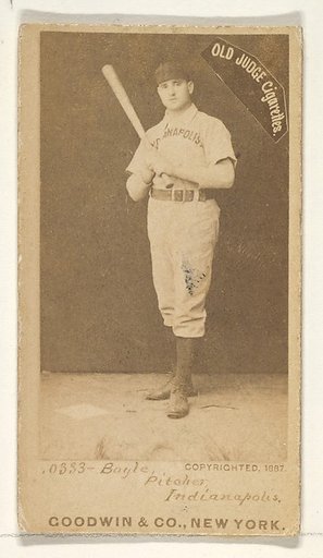 Boyle, Pitcher, Indianapolis, from the Old Judge series (N172) for Old Judge Cigarettes