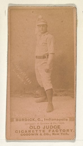Burdick, Catcher, Indianapolis, from the Old Judge series (N172) for Old Judge Cigarettes