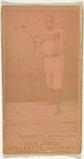 Lev Shreve, Pitcher, Indianapolis, from the Old Judge series (N172) for Old Judge Cigarettes