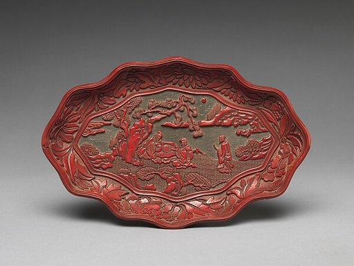 Dish with immortals playing weiqi