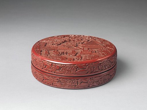 Box with scene of a zither (qin) gathering
