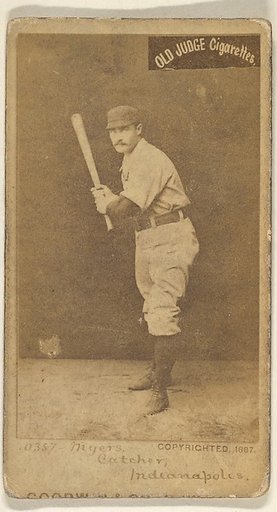 Myers, Catcher, Indianapolis, from the Old Judge series (N172) for Old Judge Cigarettes