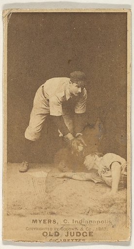 Myers, Catcher, Indianapolis, from the Old Judge series (N172) for Old Judge Cigarettes