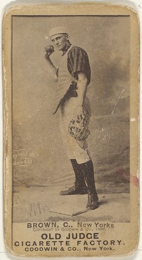 William "California" Brown, Catcher, New York, from the Old Judge series (N172) for Old Judge Cigarettes