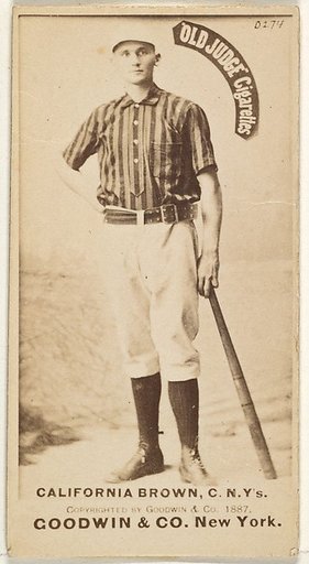William "California" Brown, Catcher, New York, from the Old Judge series (N172) for Old Judge Cigarettes