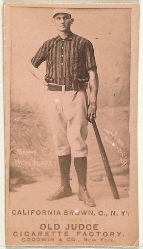 William "California" Brown, Catcher, New York, from the Old Judge series (N172) for Old Judge Cigarettes