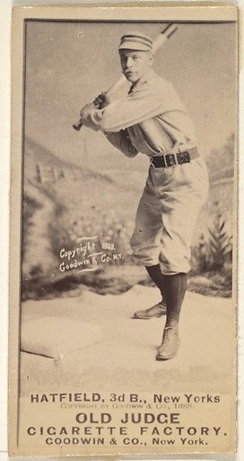 Gil Hatfield, 3rd Base, New York, from the Old Judge series (N172) for Old Judge Cigarettes