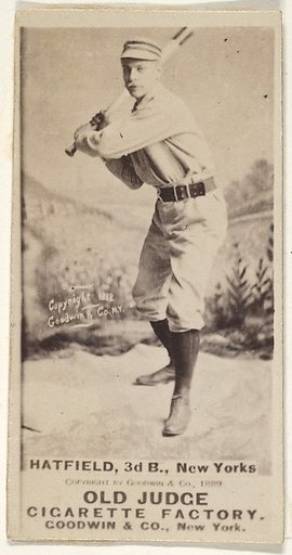 Gil Hatfield, 3rd Base, New York, from the Old Judge series (N172) for Old Judge Cigarettes