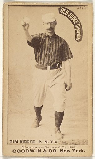 Timothy John "Tim" Keefe, Pitcher, New York, from the Old Judge series (N172) for Old Judge Cigarettes