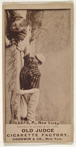 Keefe and Richardson Stealing 2nd Base, New York, from the Old Judge series (N172) for Old Judge Cigarettes